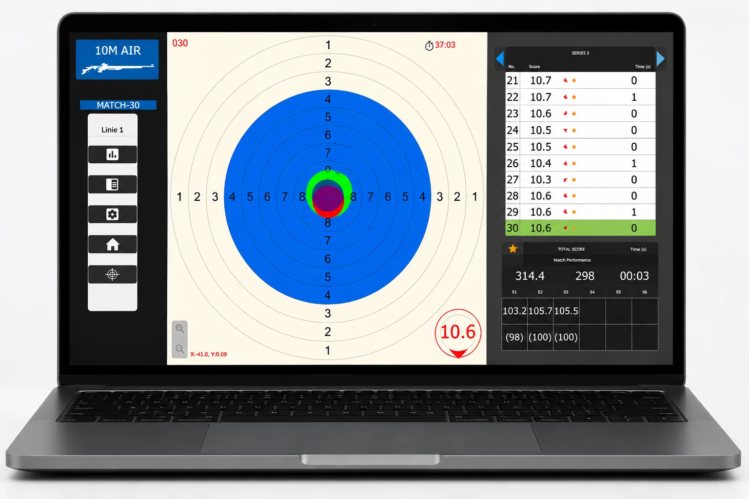 Match 50 system — range dashboard on tablet